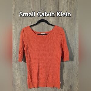 Calvin Klein Vibrant Orange Textured Blouse